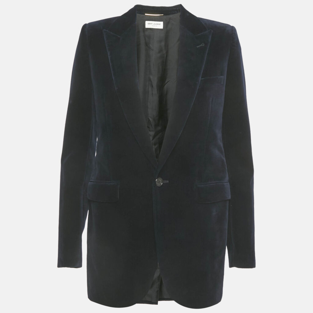 Saint Laurent Paris Navy Blue Velvet Blazer S Saint Laurent Paris Navy Blue Velvet Blazer S