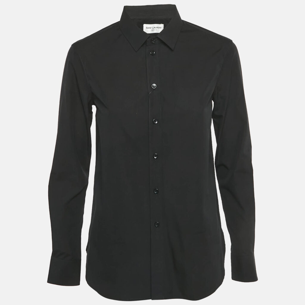 Saint Laurent Black Cotton Full Sleeve Shirt M Saint Laurent Black Cotton Full Sleeve Shirt M