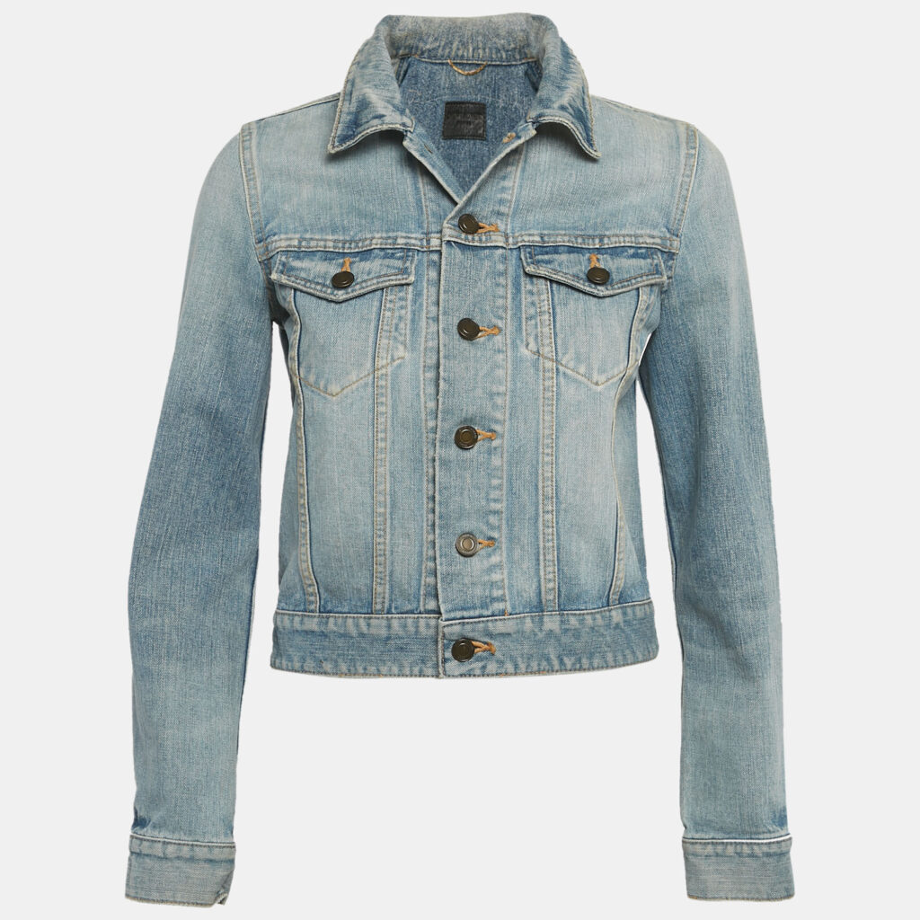 Saint Laurent Blue Love Applique Denim Jacket M Saint Laurent Blue Love Applique Denim Jacket M