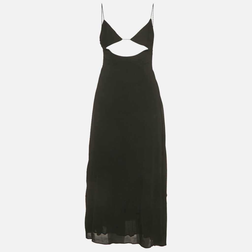 luxury-women-saint-laurent-paris-used-clothes-p1217805-002-1.jpg Saint Laurent Black Chiffon Cut-Out Midi Dress S