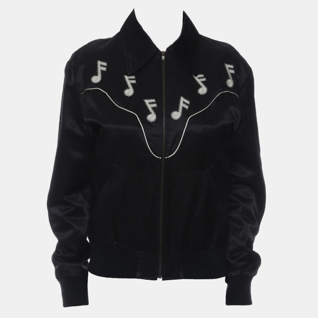 Saint Laurent Paris Embroidered Music Notes Zip Up Jacket