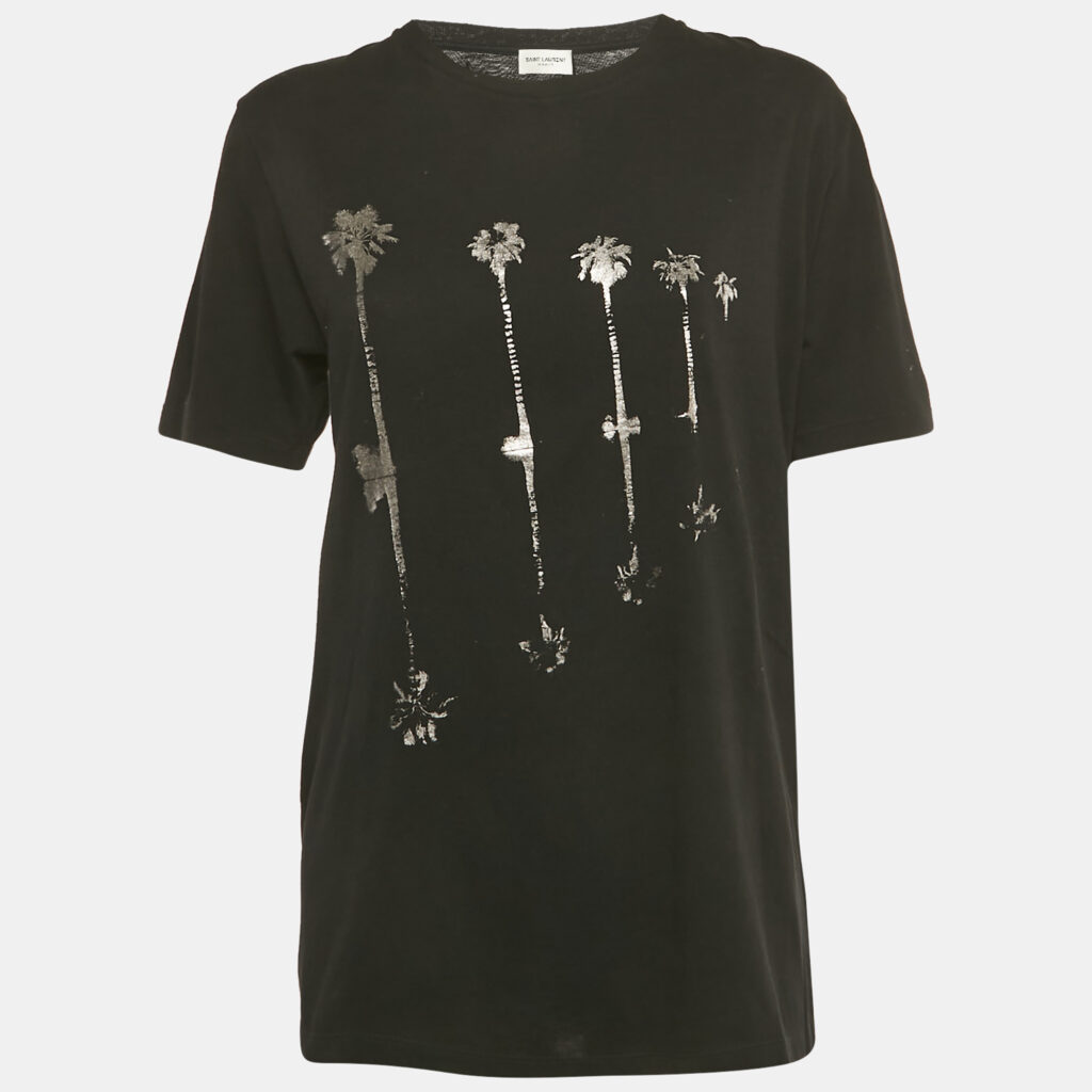 Saint Laurent Black Foil Print Jersey T-Shirt XS Saint Laurent Black Foil Print Jersey T-Shirt XS