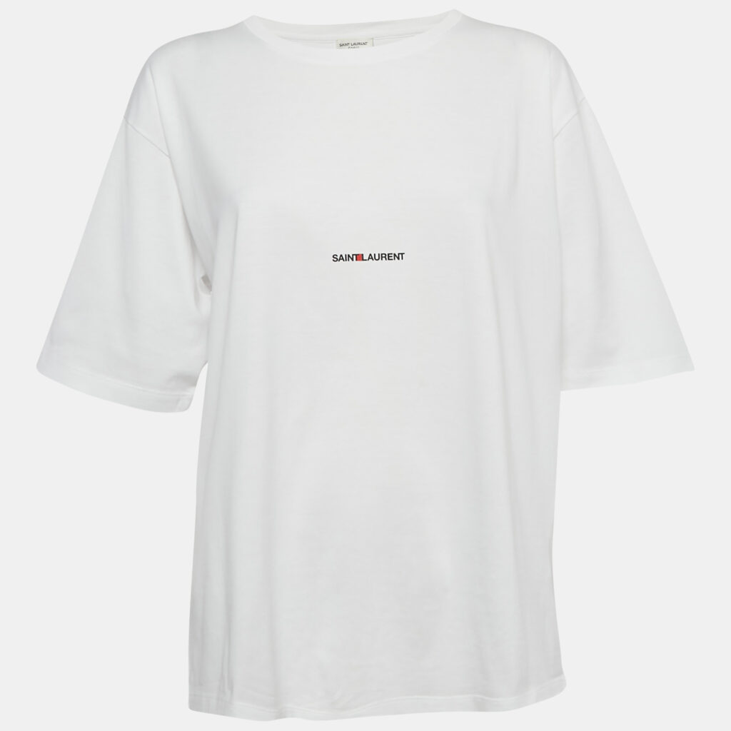 Saint Laurent White Logo Print Jersey T-Shirt XL Saint Laurent White Logo Print Jersey T-Shirt XL