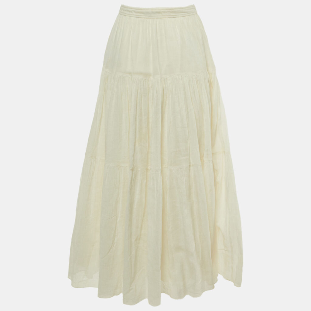 Saint Laurent Paris White Patterned Cotton Midi Skirt M Saint Laurent Paris White Patterned Cotton Midi Skirt M