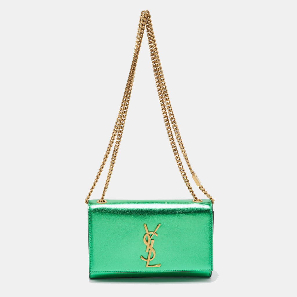 Saint Laurent Green Patent Leather New Small Kate Wallet On Chain Saint Laurent Green Patent Leather New Small Kate Wallet On Chain