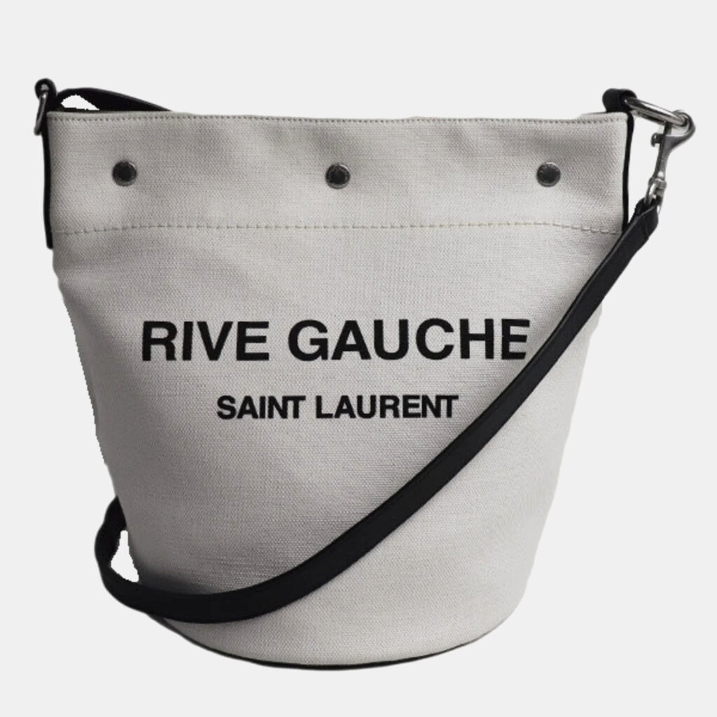 Saint Laurent Paris Black/White Canvas Rive Gauche Tote Bag Saint Laurent Paris Black/White Canvas Rive Gauche Tote Bag