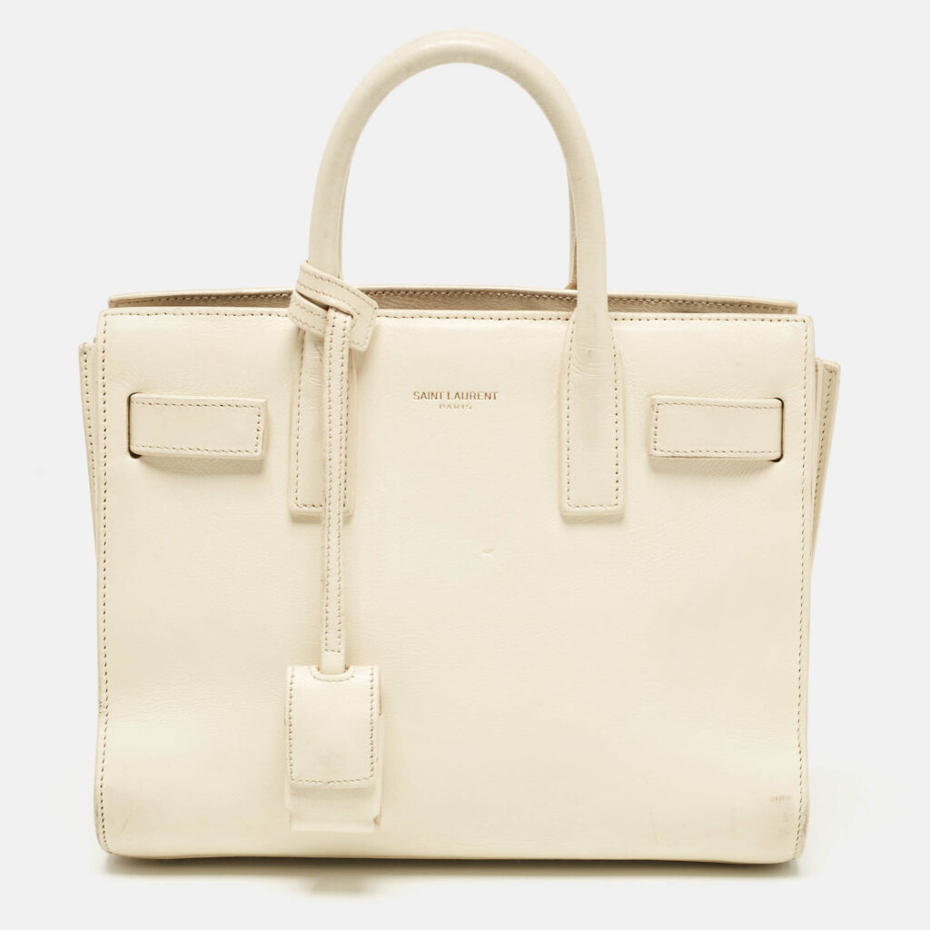 Saint Laurent Cream Leather Nano Classic Sac De Jour Tote Saint Laurent Cream Leather Nano Classic Sac De Jour Tote