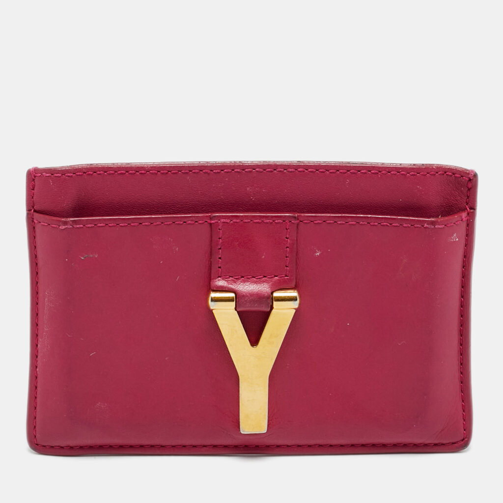 Saint Laurent Pink Leather Easy Y Card Case