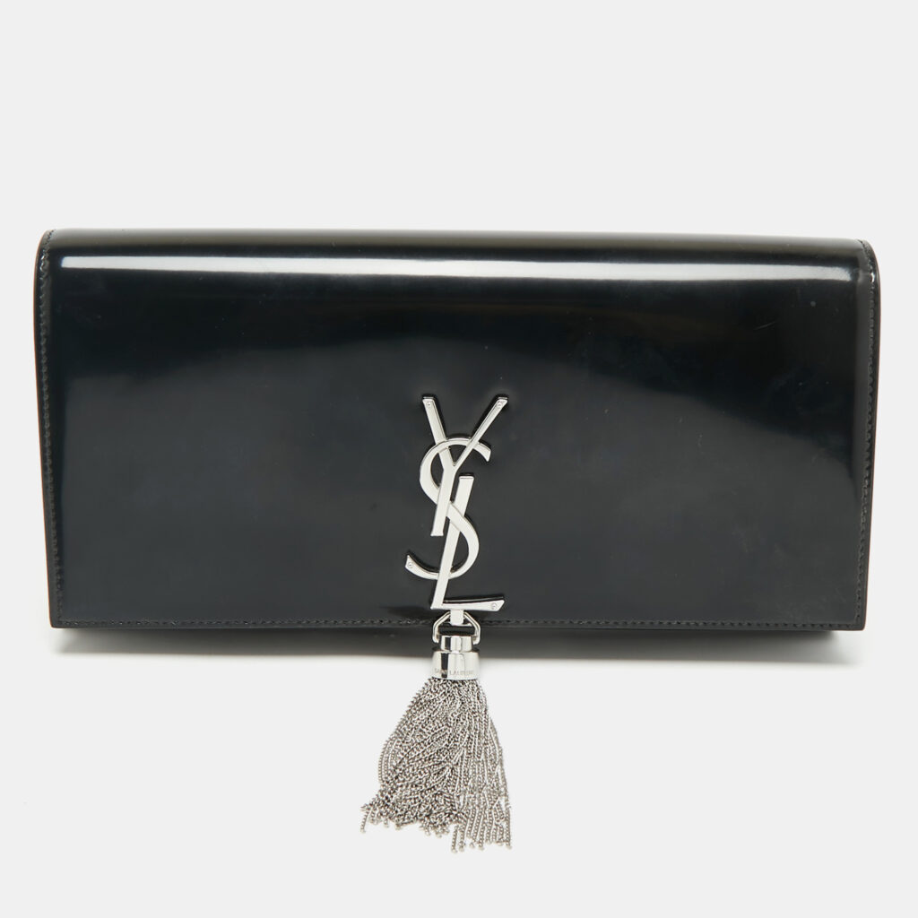 Saint Laurent Black Patent Leather Kate Tassel Clutch Saint Laurent Black Patent Leather Kate Tassel Clutch