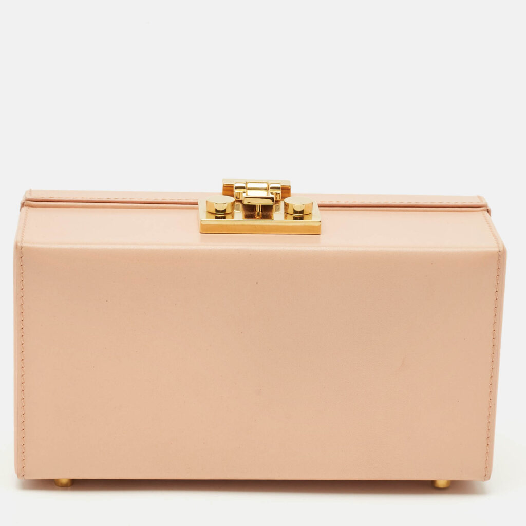 Saint Laurent Peach Leather Box Clutch