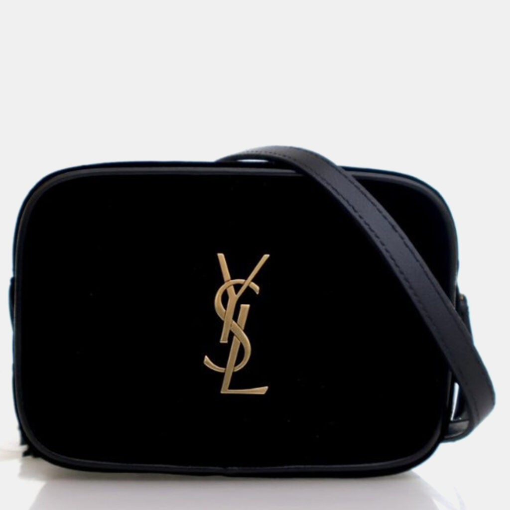 Saint Laurent Lou Mini Black Velvet Camera Belt Bag Saint Laurent Lou Mini Black Velvet Camera Belt Bag