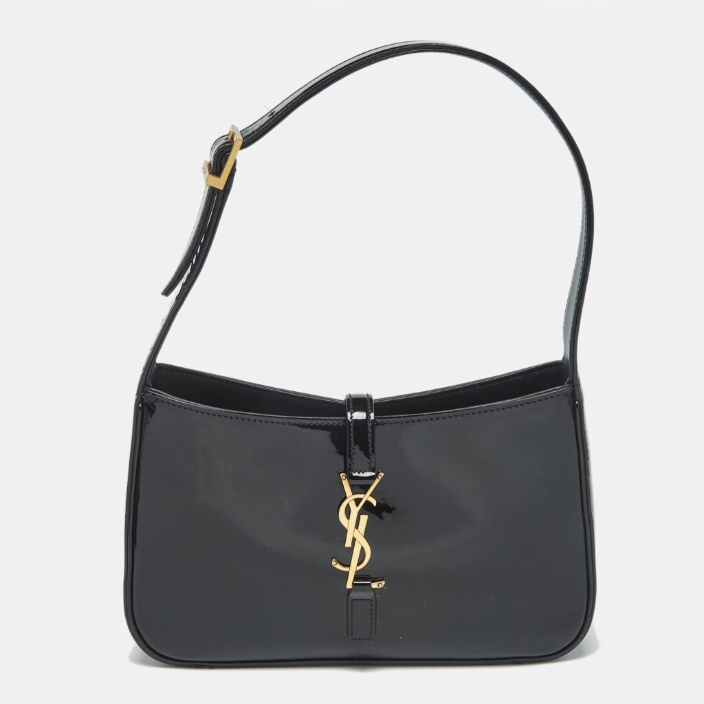 Saint Laurent Black Patent Leather LE 5 À 7 Shoulder Bag