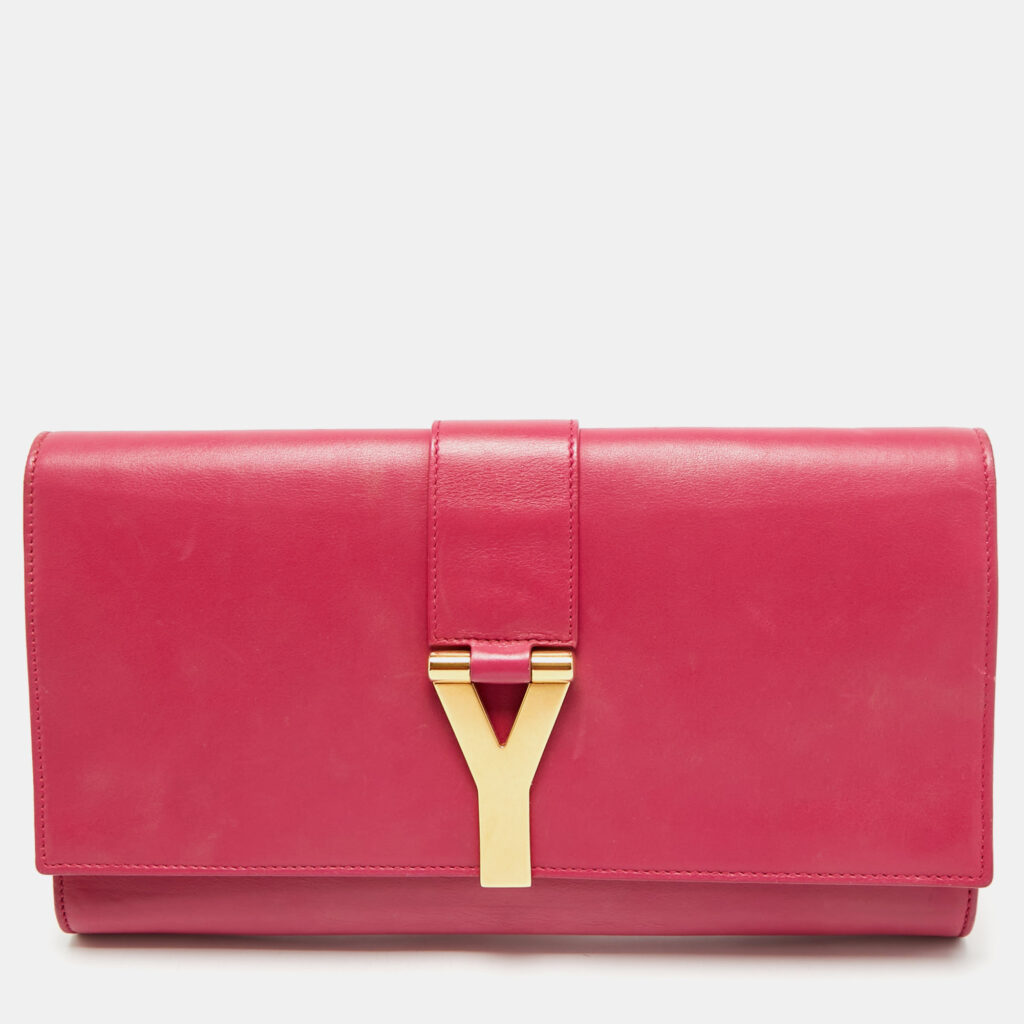 Saint Laurent Fuchsia Leather Ligne Y Clutch Saint Laurent Fuchsia Leather Ligne Y Clutch