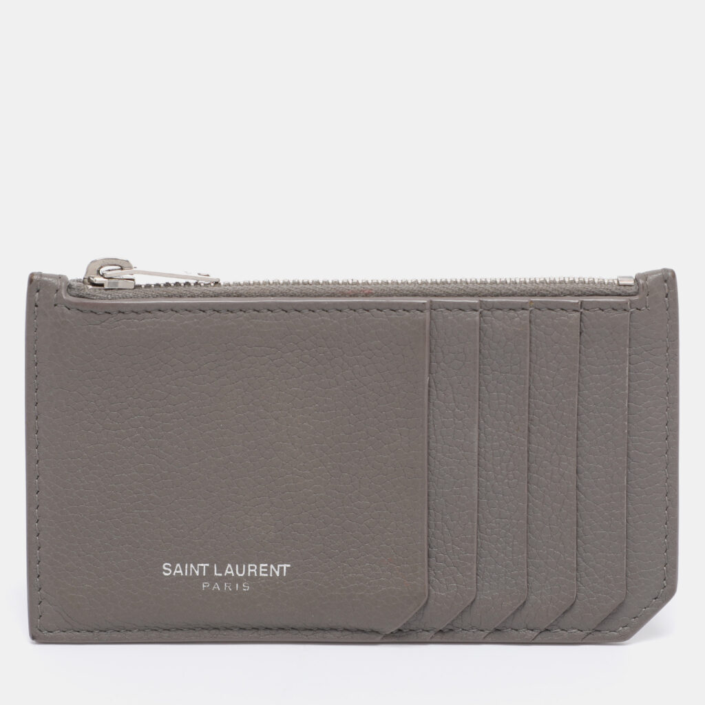 Saint Laurent Grey Leather 5 Fragments Zip Pouch Card Holder Saint Laurent Grey Leather 5 Fragments Zip Pouch Card Holder