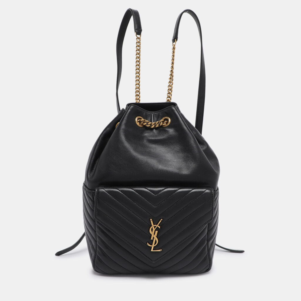 Saint Laurent Paris Black Leather Joe Drawstring Backpack Saint Laurent Paris Black Leather Joe Drawstring Backpack