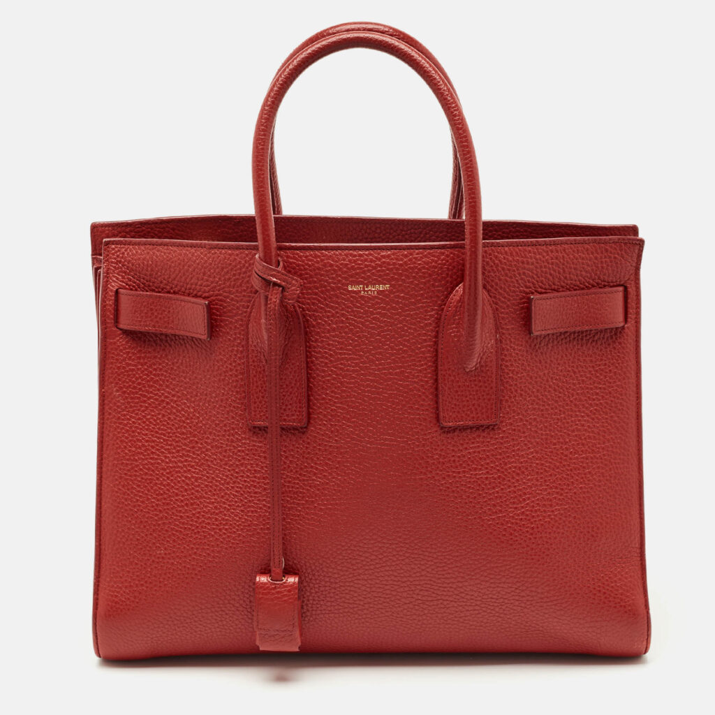 Saint Laurent Red Grained Leather Large Classic Sac De Jour Tote Saint Laurent Red Grained Leather Large Classic Sac De Jour Tote
