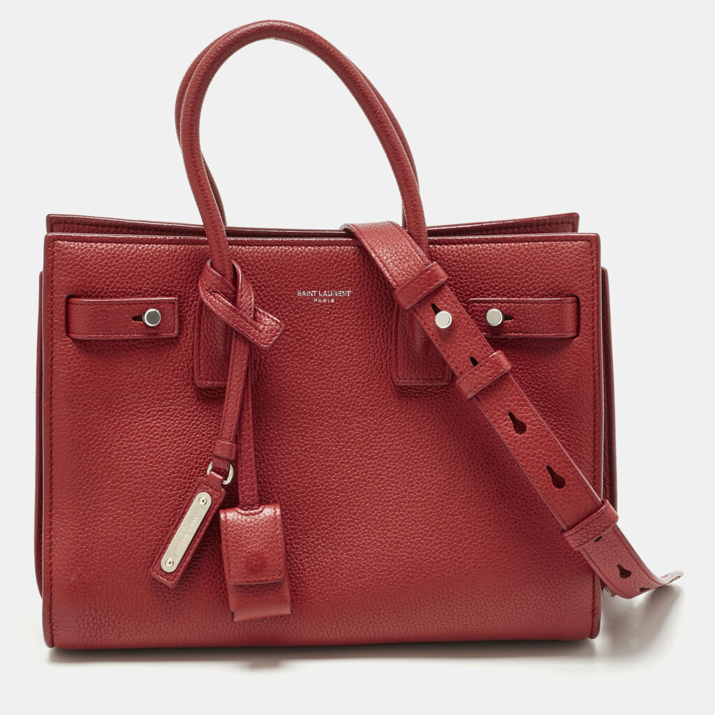 Saint Laurent Red Leather Baby Classic Sac De Jour Tote Saint Laurent Red Leather Baby Classic Sac De Jour Tote