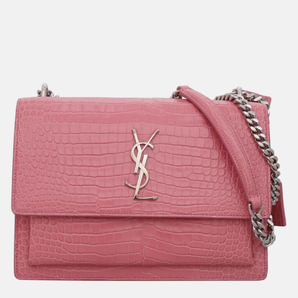 Saint Laurent Paris Croco Embossed Sunset Medium Chain Shoulder Bag Saint Laurent Paris Croco Embossed Sunset Medium Chain Shoulder Bag