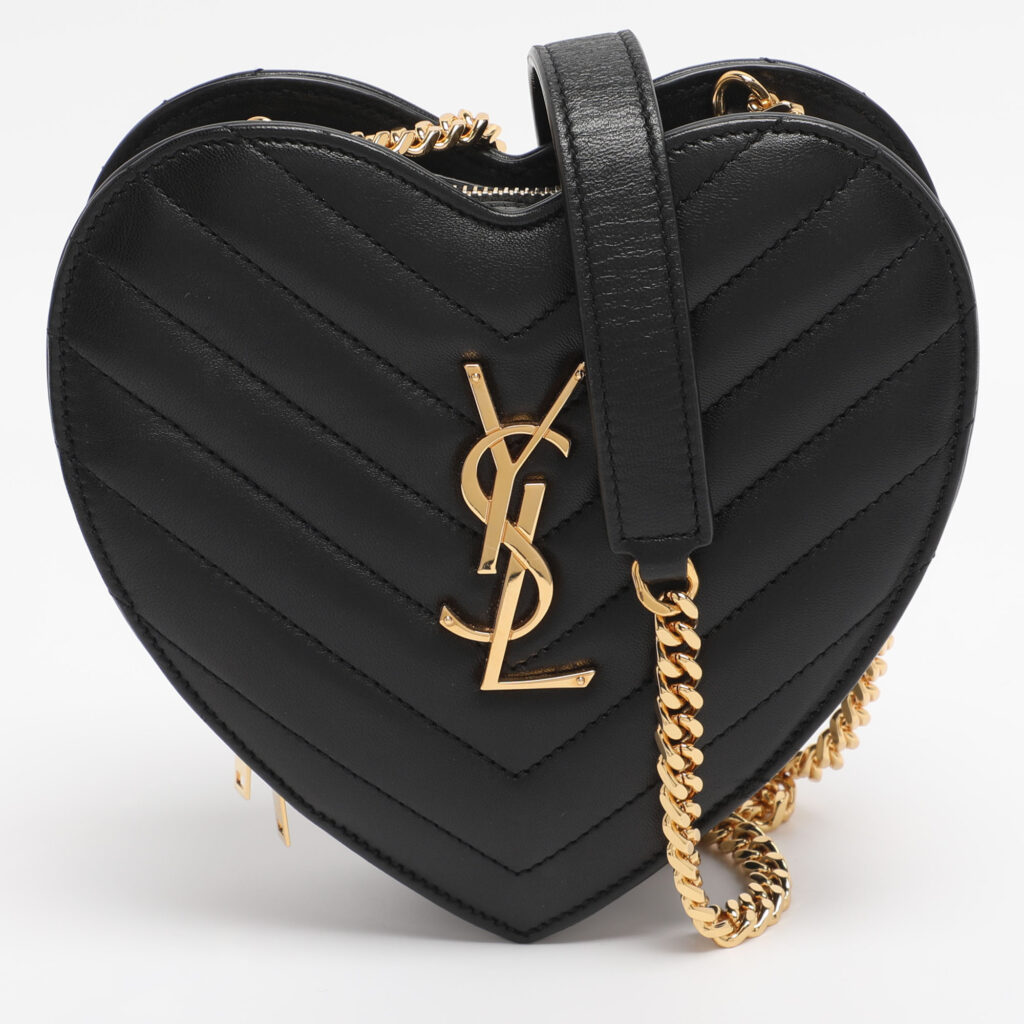 Saint Laurent Paris Black Matelasse Leather Heart Chain Bag Saint Laurent Paris Black Matelasse Leather Heart Chain Bag
