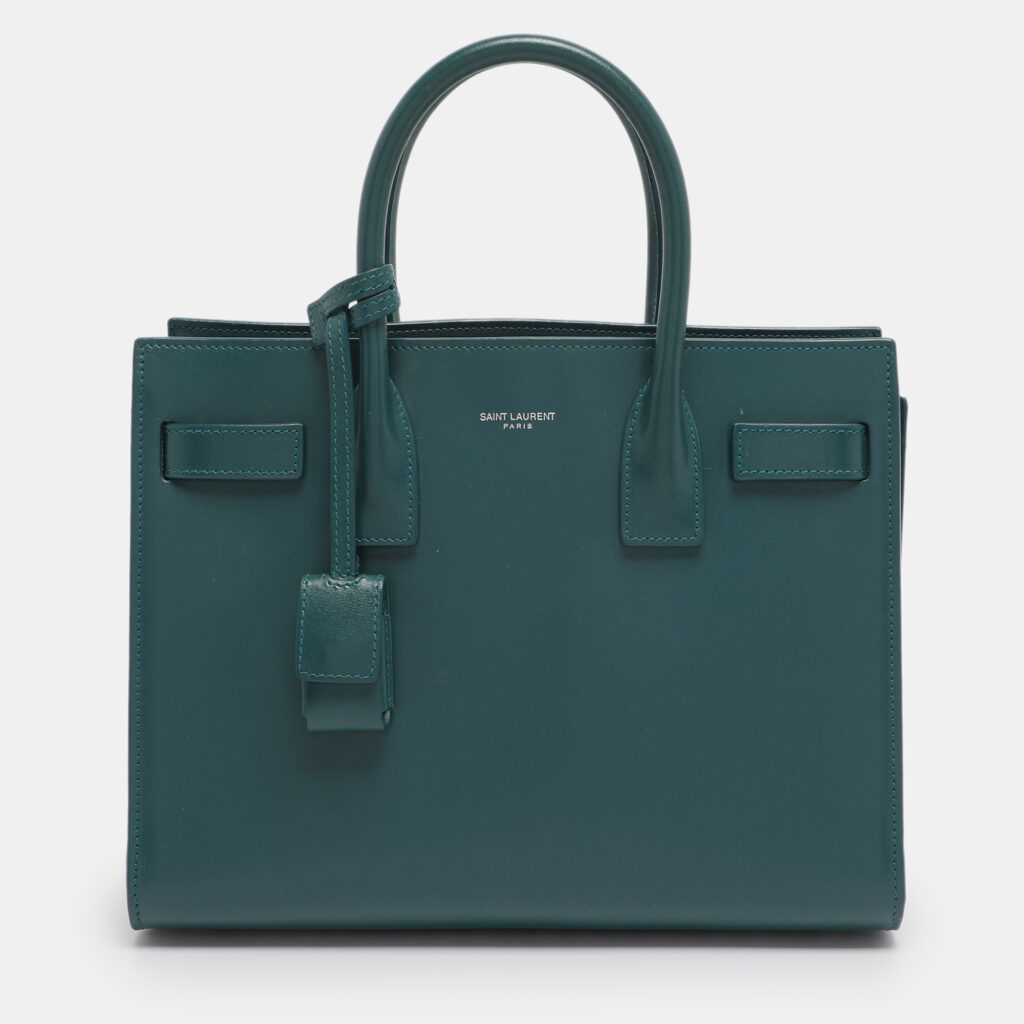 Saint Laurent Green Leather Baby Classic Sac De Jour Tote Saint Laurent Green Leather Baby Classic Sac De Jour Tote