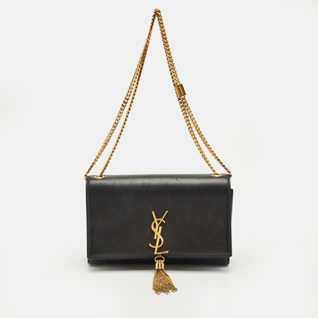 Saint Laurent Black Leather Medium Kate Tassel Chain Shoulder Bag