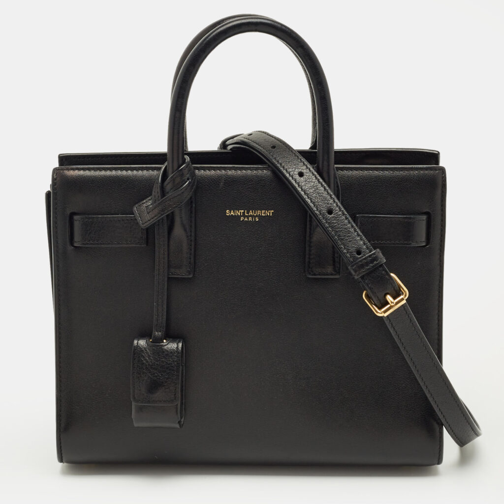 Saint Laurent Black Leather Nano Classic Sac De Jour Tote