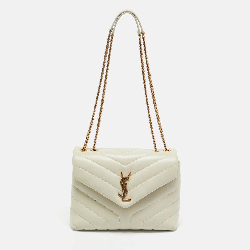 luxury-women-saint-laurent-paris-used-handbags-p1220475-015-1.jpg Saint Laurent Off White Matelassé Leather Small Loulou Shoulder Bag