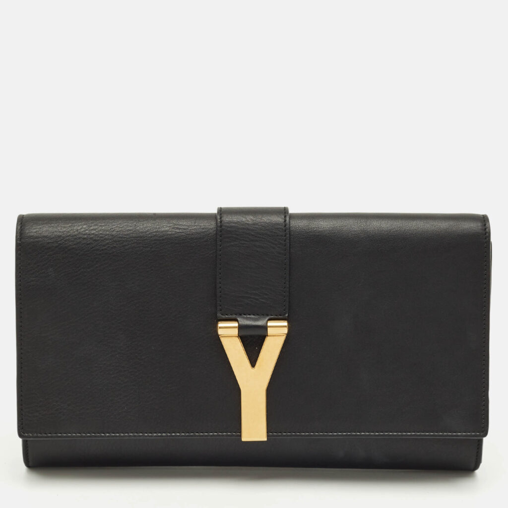 Saint Laurent Black Leather Y-Ligne Clutch Saint Laurent Black Leather Y-Ligne Clutch