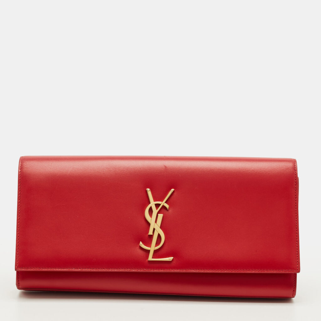 Saint Laurent Red Leather Cassandre Clutch Saint Laurent Red Leather Cassandre Clutch