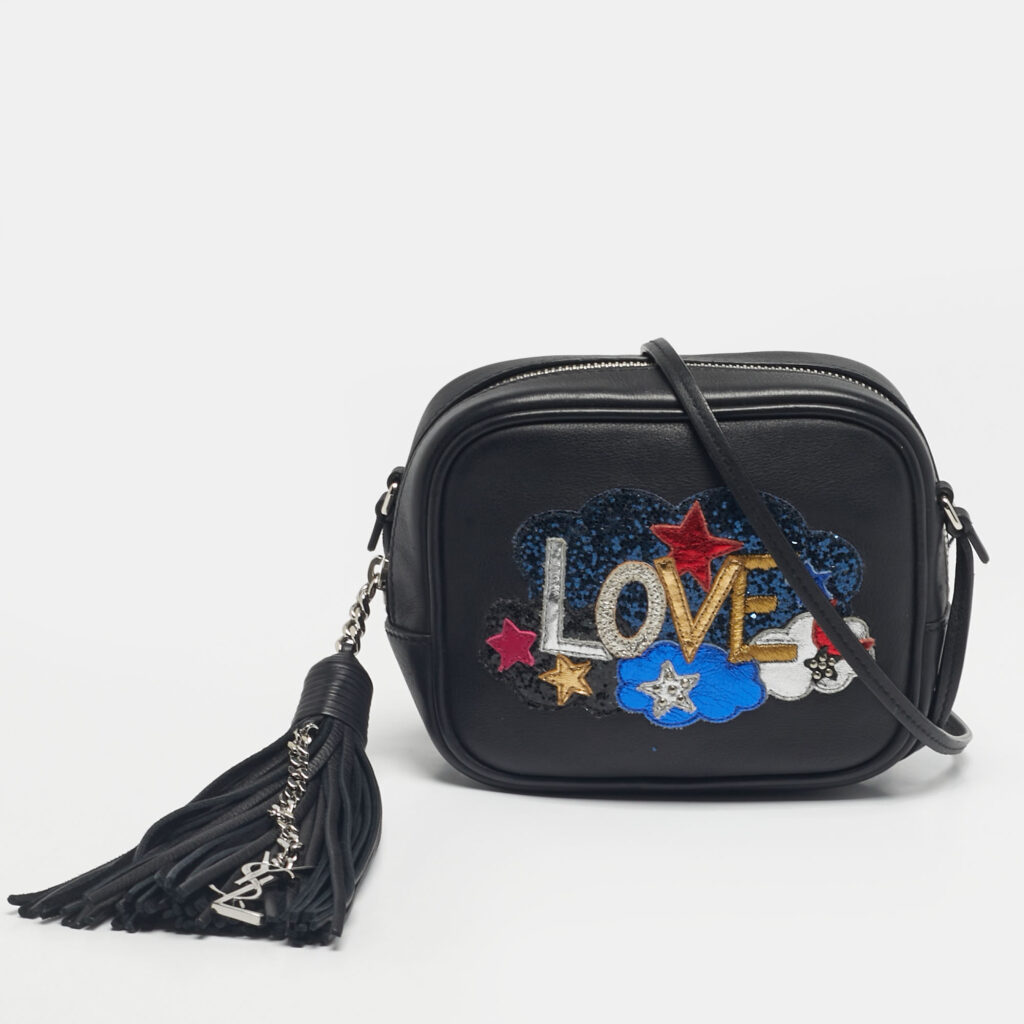 Saint Laurent Black Leather Mini Love Blogger Crossbody Bag