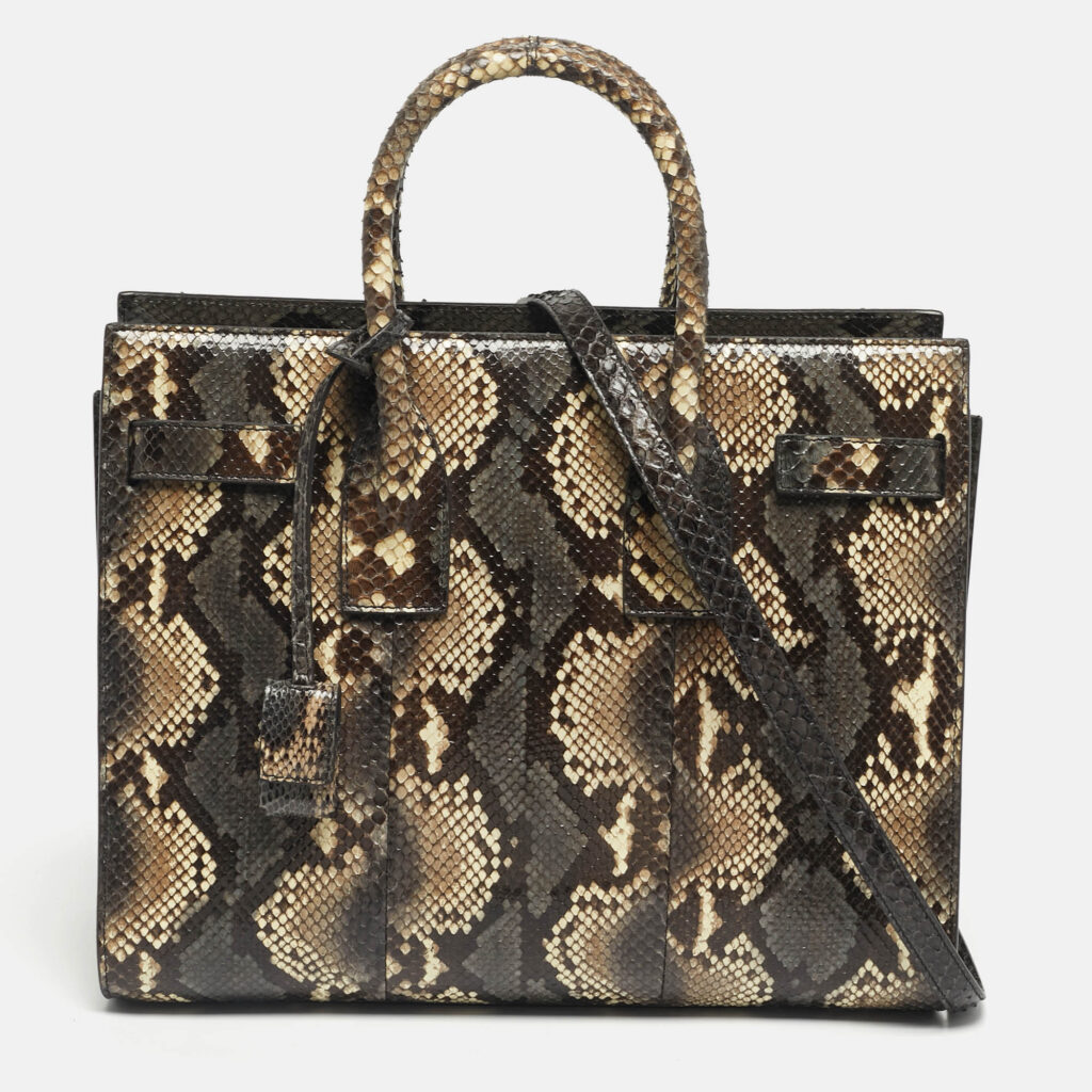 Saint Laurent Cream/Grey Python Small Classic Sac De Jour Tote Saint Laurent Cream/Grey Python Small Classic Sac De Jour Tote