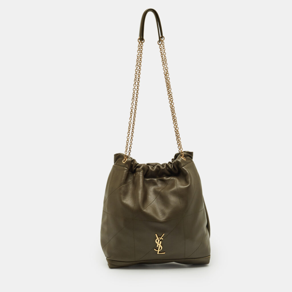 Saint Laurent Olive Green Quilted Leather Jamie Pochon Shoulder Bag Saint Laurent Olive Green Quilted Leather Jamie Pochon Shoulder Bag