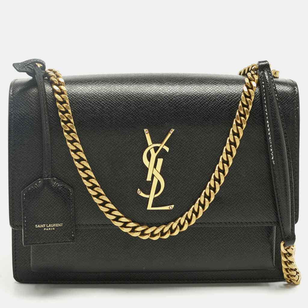 Saint Laurent Black Leather Medium Sunset Shoulder Bag Saint Laurent Black Leather Medium Sunset Shoulder Bag