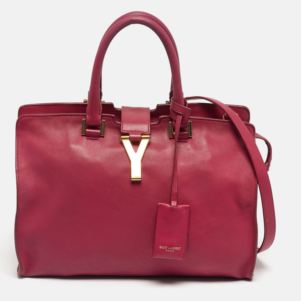Saint Laurent Fuchsia Leather Small Cabas Chyc Tote