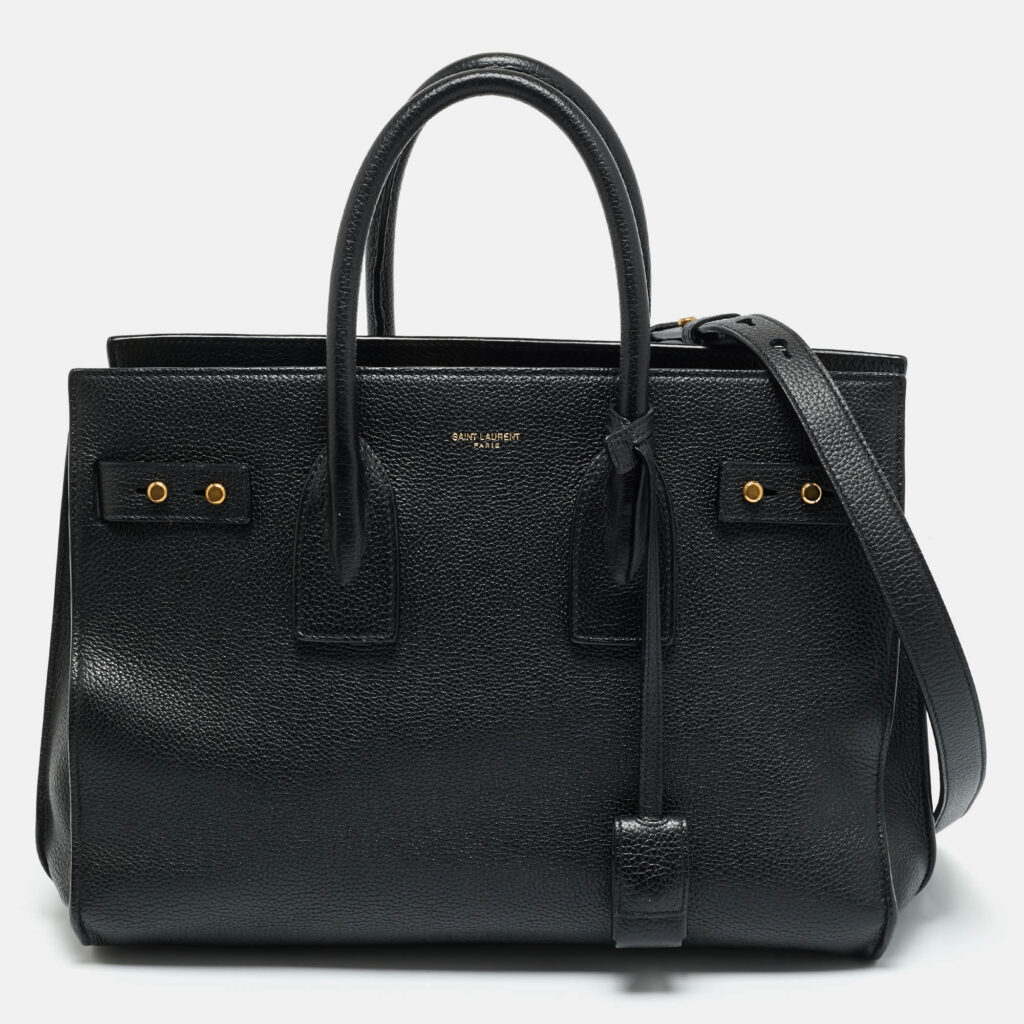 Saint Laurent Black Supple Leather Small Classic Sac De Jour Tote