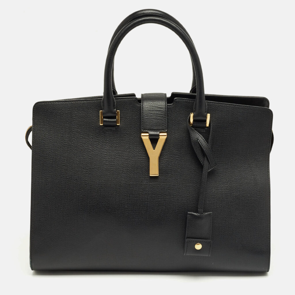 Saint Laurent Black Leather Medium Cabas Chyc Tote Saint Laurent Black Leather Medium Cabas Chyc Tote