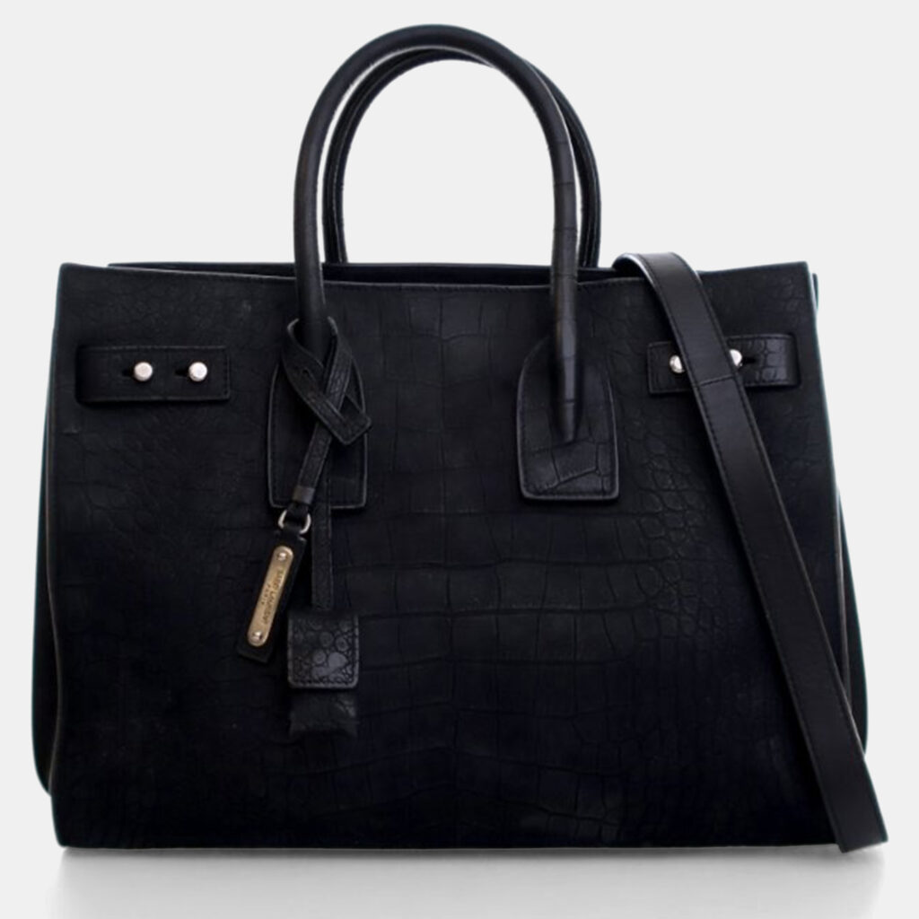 Saint Laurent Small Embossed Crocodile Nubuck Sac De Jour