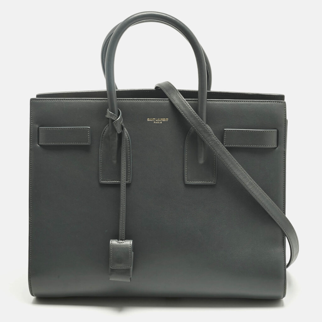 Saint Laurent Dark Grey Leather Small Classic Sac De Jour Tote Saint Laurent Dark Grey Leather Small Classic Sac De Jour Tote
