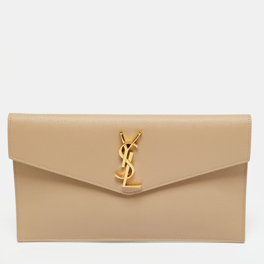 Saint Laurent Beige Leather Uptown Clutch Saint Laurent Beige Leather Uptown Clutch