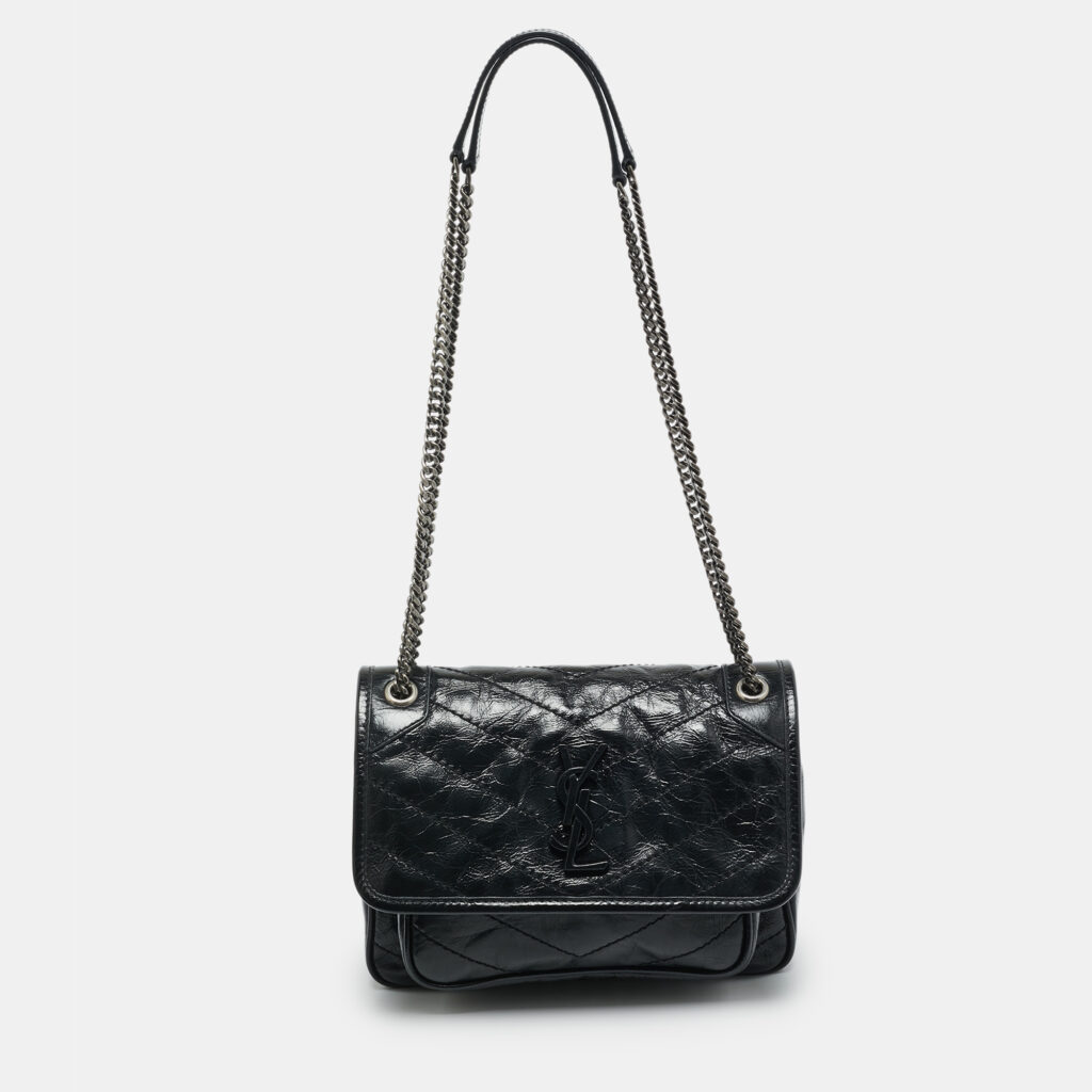 Saint Laurent Black Matelassé Leather Baby Niki Chain Shoulder Bag Saint Laurent Black Matelassé Leather Baby Niki Chain Shoulder Bag