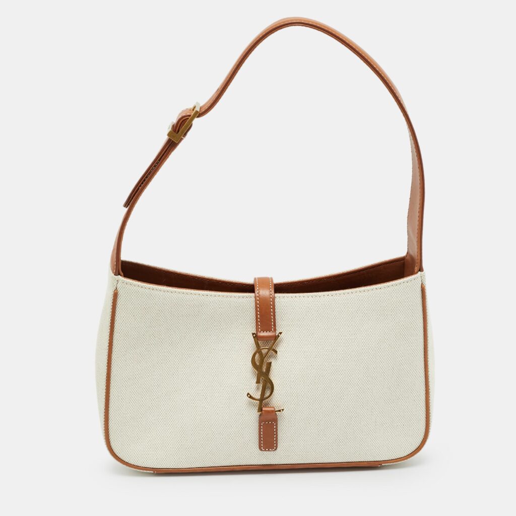 luxury-women-saint-laurent-paris-used-handbags-p1246046-001-1.jpg Saint Laurent LE 5 À 7 Tan/Natural Canvas and Leather Shoulder Bag