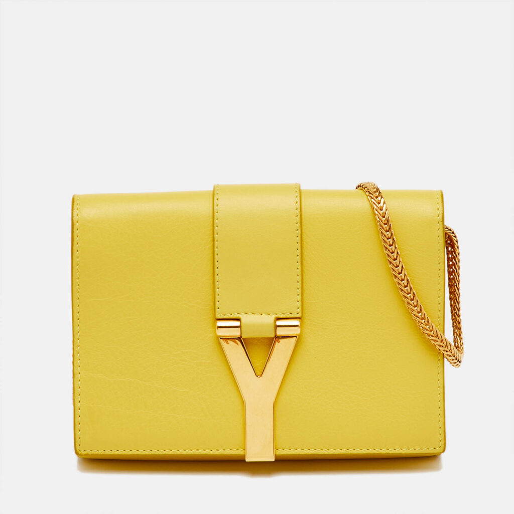 Saint Laurent Yellow Leather Mini Chyc Chain Crossbody Bag Saint Laurent Yellow Leather Mini Chyc Chain Crossbody Bag