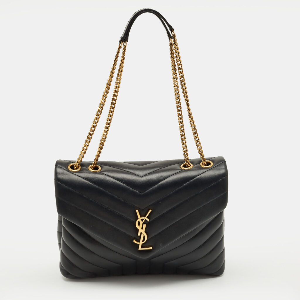 Saint Laurent Black Matelassé Leather Medium Loulou Shoulder Bag Saint Laurent Black Matelassé Leather Medium Loulou Shoulder Bag