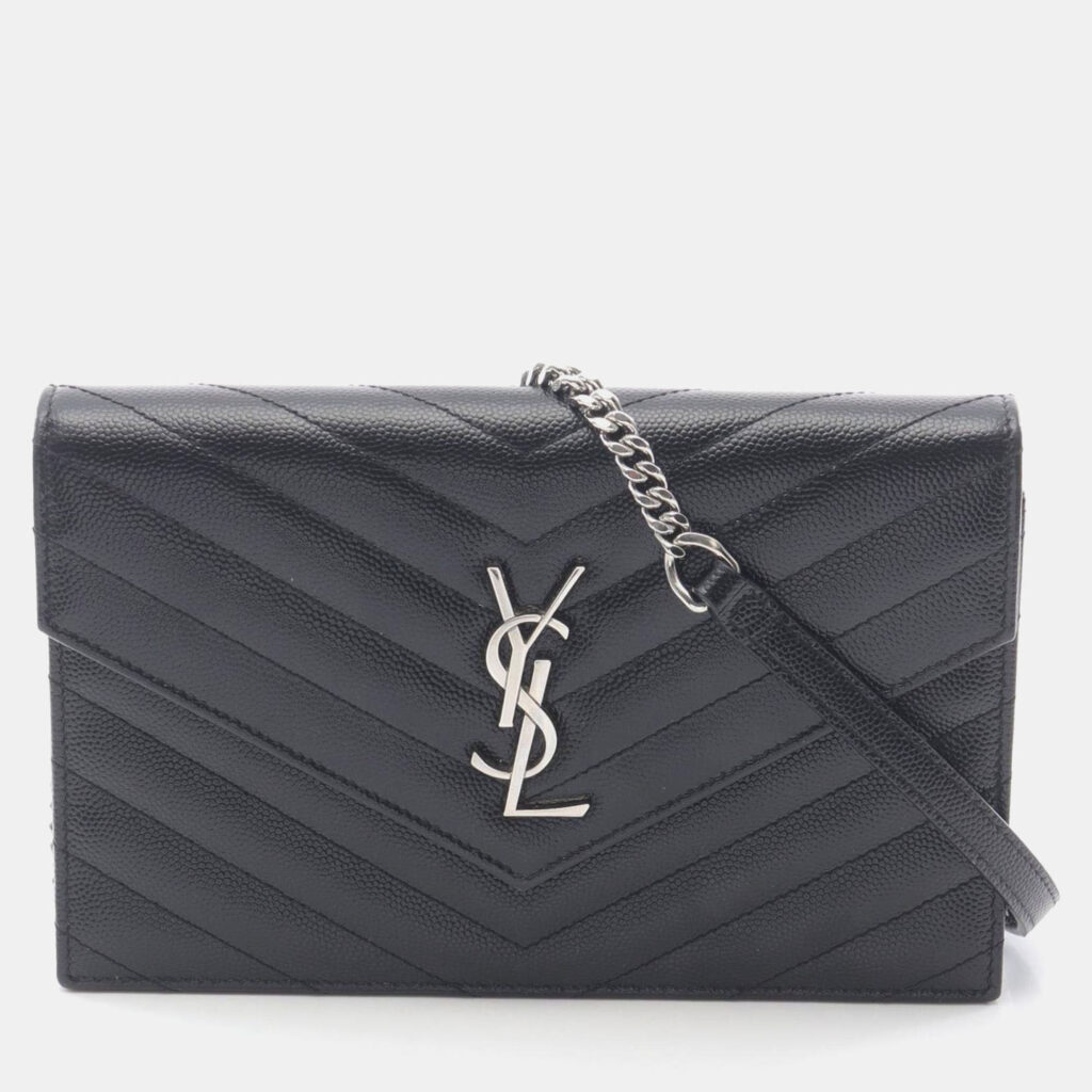 Saint Laurent Cassandra Envelope Shoulder Bag Leather Black Saint Laurent Cassandra Envelope Shoulder Bag Leather Black