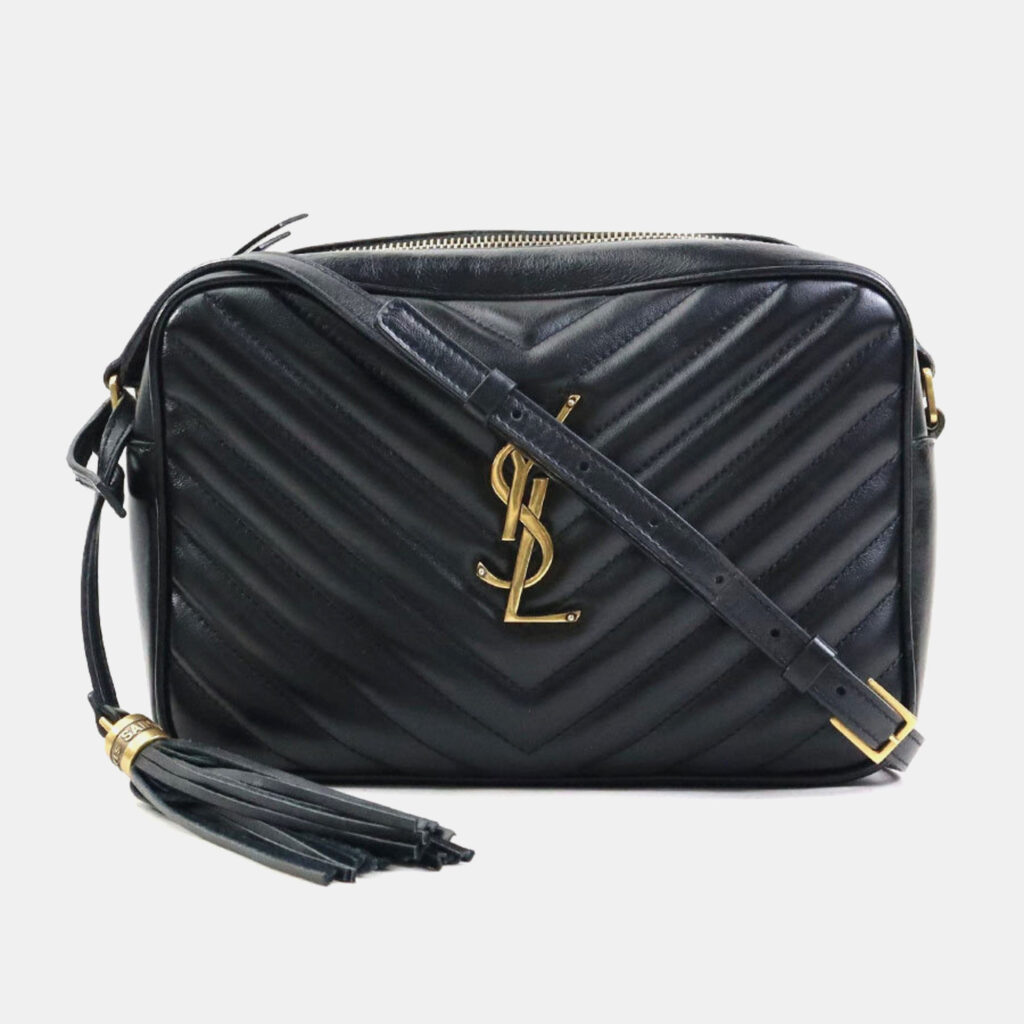 Saint Laurent Lou Shoulder Bag In Black And Gold Saint Laurent Lou Shoulder Bag In Black And Gold