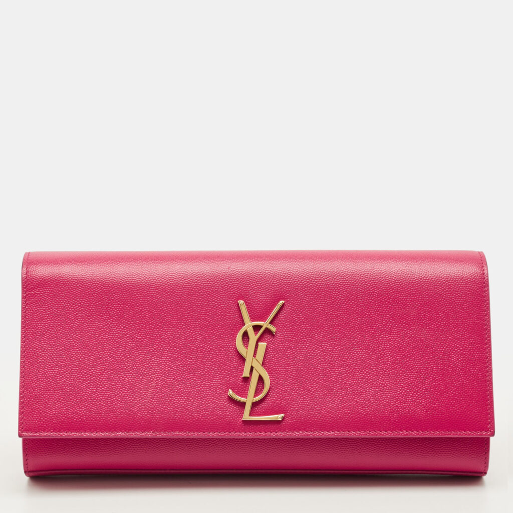 Saint Laurent Cassandre Fuchsia Leather Clutch