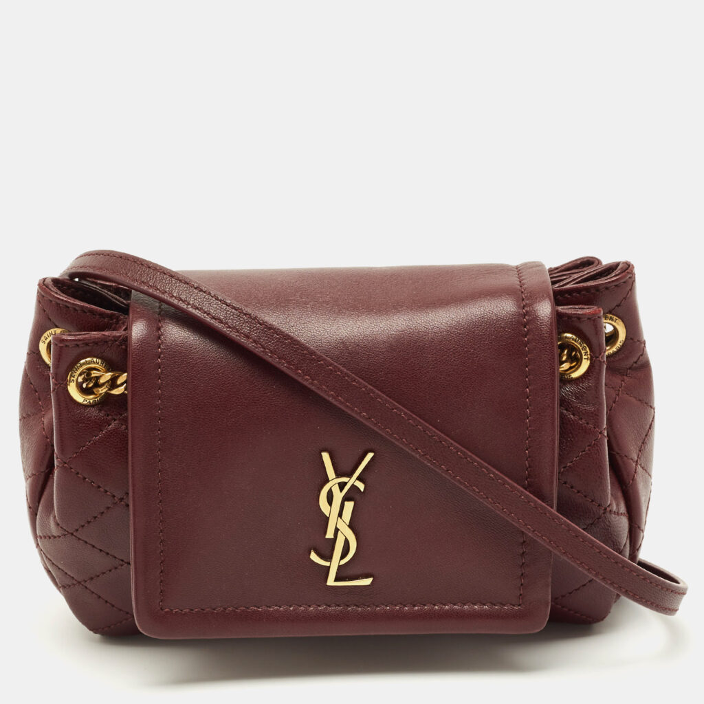 Saint Laurent Nolita Mini Burgundy Quilted Leather Crossbody Bag Saint Laurent Nolita Mini Burgundy Quilted Leather Crossbody Bag