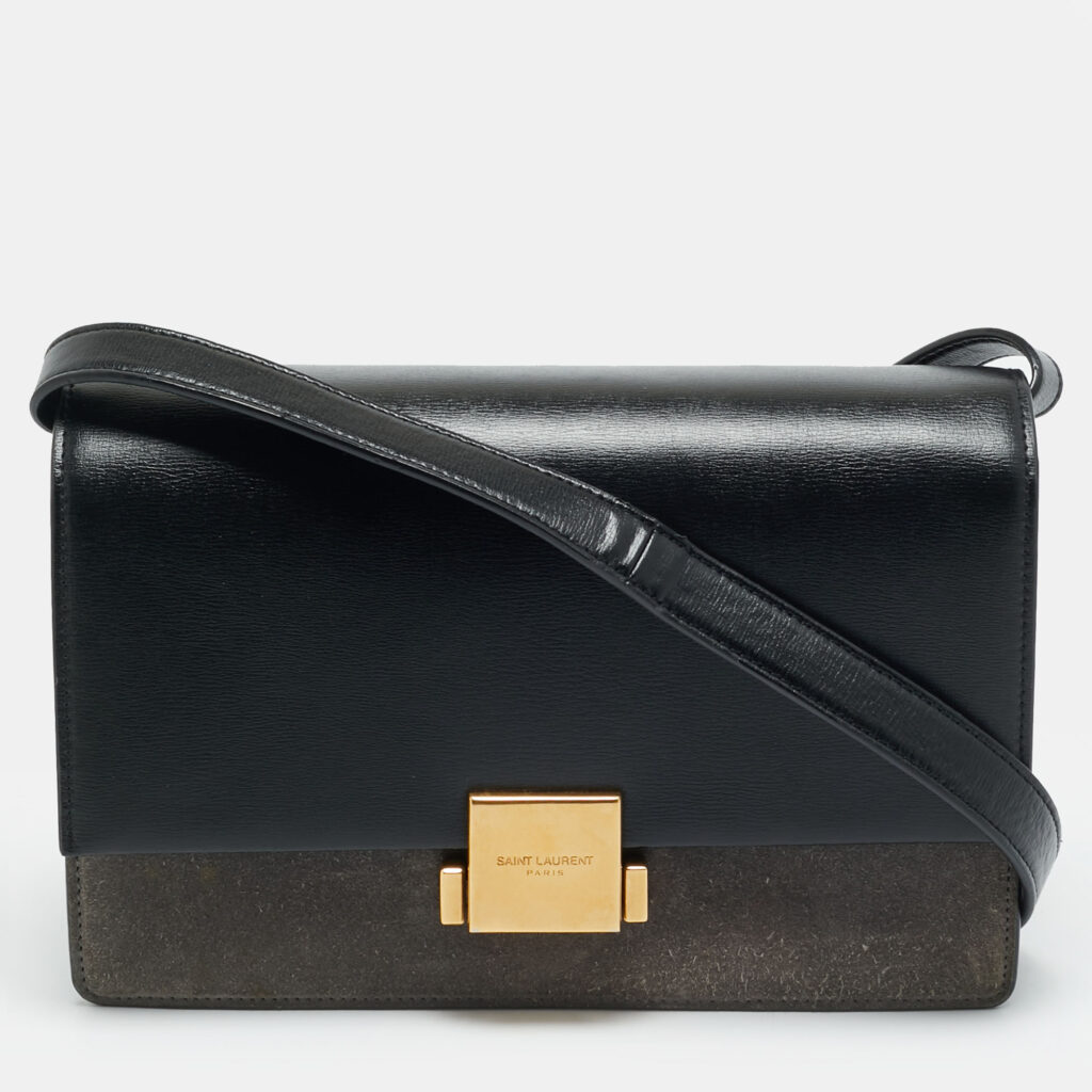 Saint Laurent Bellechasse Black/Grey Leather and Suede Shoulder Bag Saint Laurent Bellechasse Black/Grey Leather and Suede Shoulder Bag