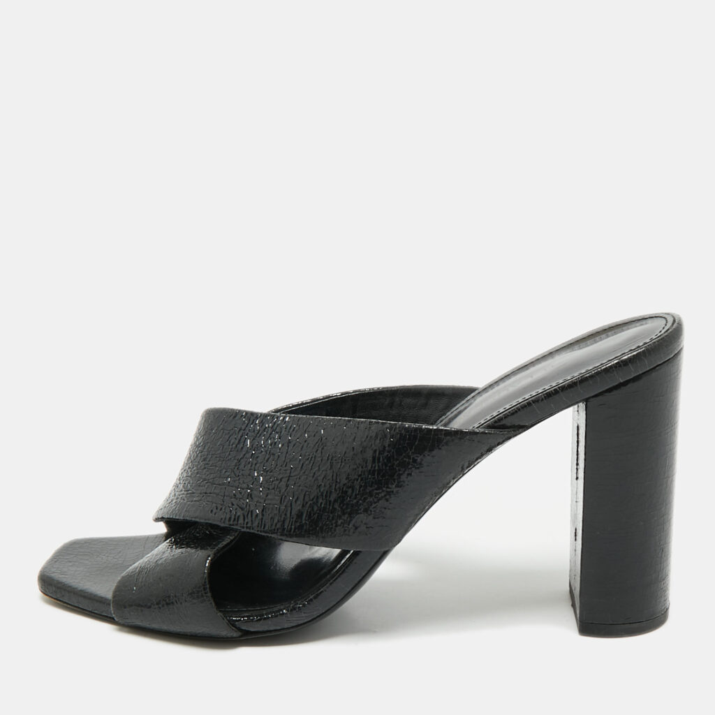 Saint Laurent Black Leather Loulou Criss Cross Block Heel Sandals Size 40 Saint Laurent Black Leather Loulou Criss Cross Block Heel Sandals Size 40