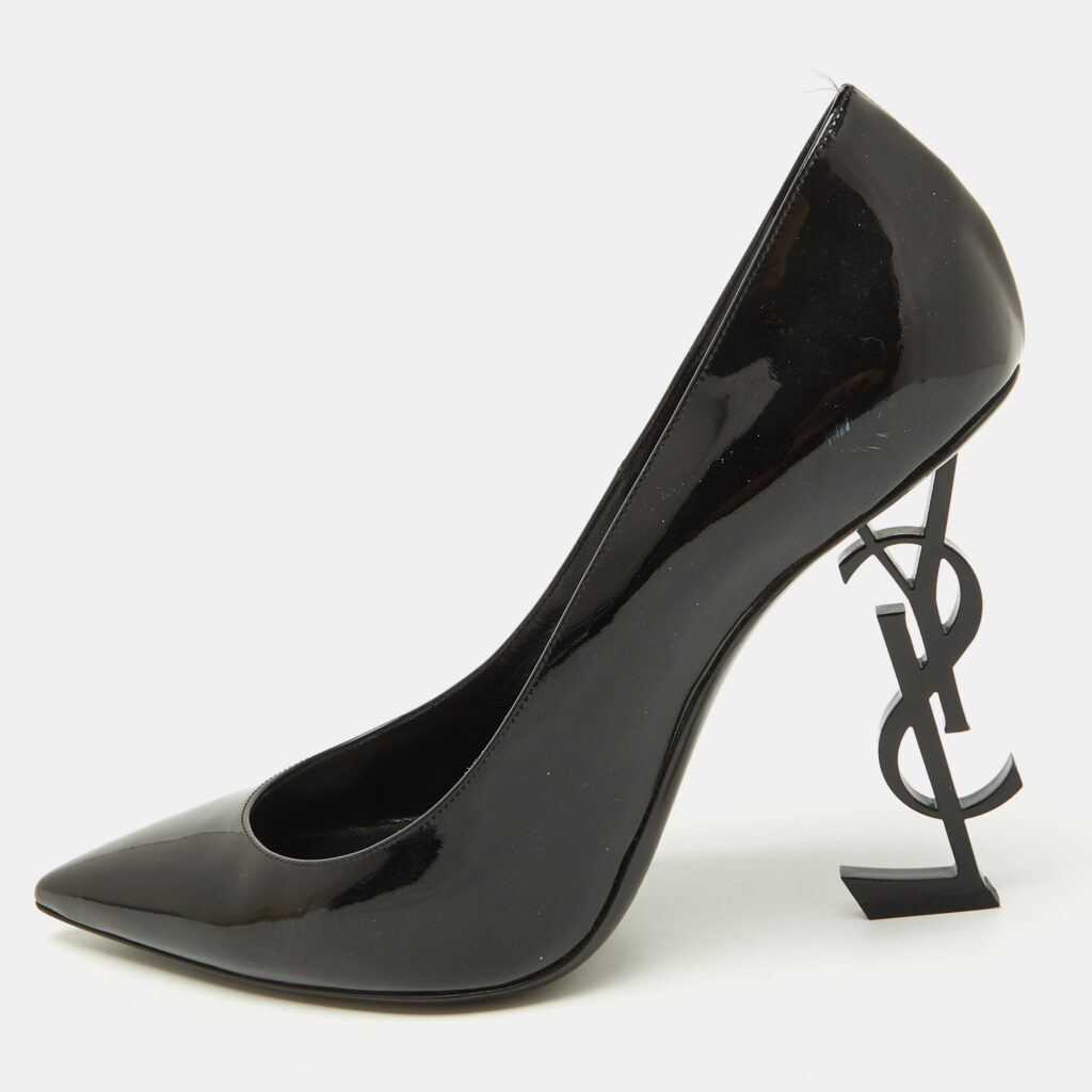 Saint Laurent Black Patent Leather Opyum Pointed Toe Pumps Size 41